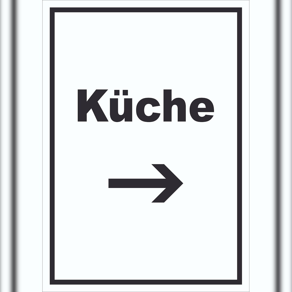 HB-Druck Küche Schild mit Text und Richtungspfeil rechts Kitchen cucina hochkant A5 (148x210mm) Image