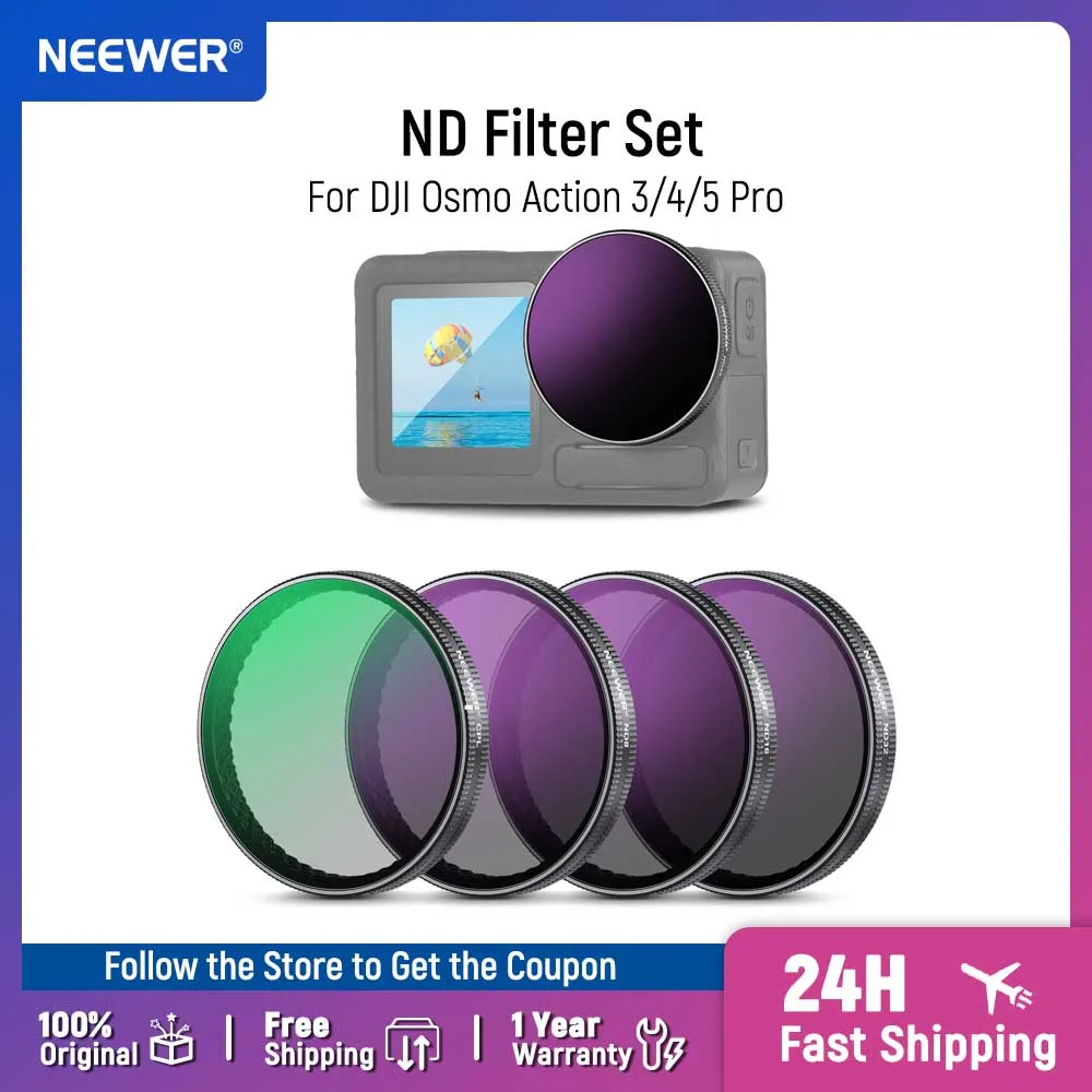 NEEWER ND/PL-Filterset, kompatibel mit DJI Osmo Action 3/4/5 Pro, polarisierendes Action-Kamera-Zubehör mit neutraler Dichte Image