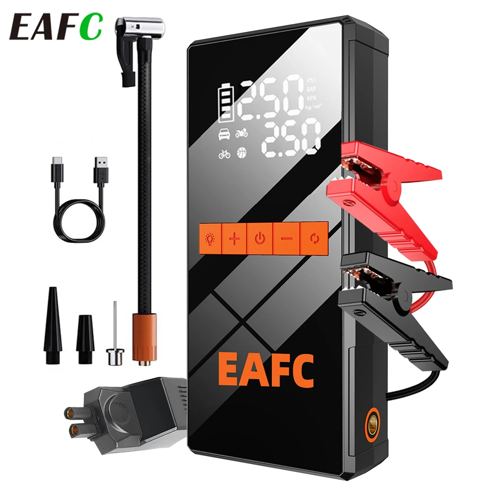 EAFC 2 In 1 Tragbare Auto Starthilfe Luftpumpe 150PSI Luft Kompressor Booster 1200A Auto Starter Gerät Auto Reifen Inflator Image