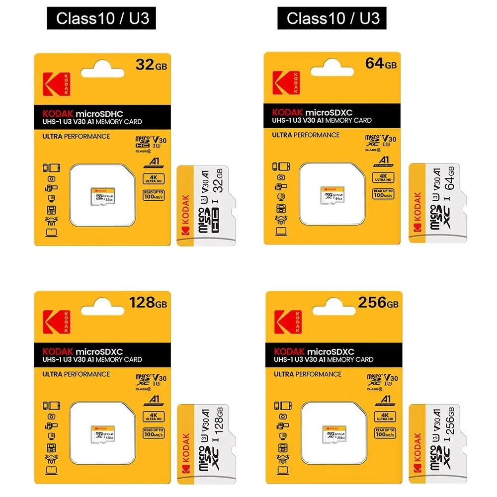 Original KODAK Speicherkarte 256 GB 128 GB 64 GB 32 GB TF Micro SD-Karte Klasse 10 UHS-1 Flash-Karte Speicher Microsd für Smartphone PC Image