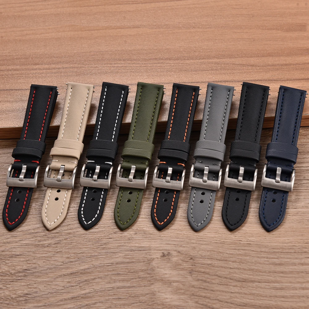 Unisex Wasserdichtes PVC Stoff Leder Uhrenarmband Schnellverschluss 18mm20mm 22mm Band Segeltuch Armband Armband Gürtel Zubehör Image