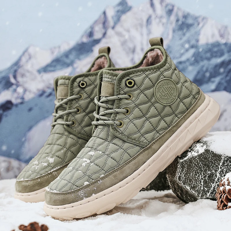 Neue Winter-Schnee-Stiefeletten, Herren-Stiefeletten mit Baumwollfutter für Wärme, Freizeitschuhe zum Schnee, Baumwollschuhe für den Außenbereich, Herrenschuhe