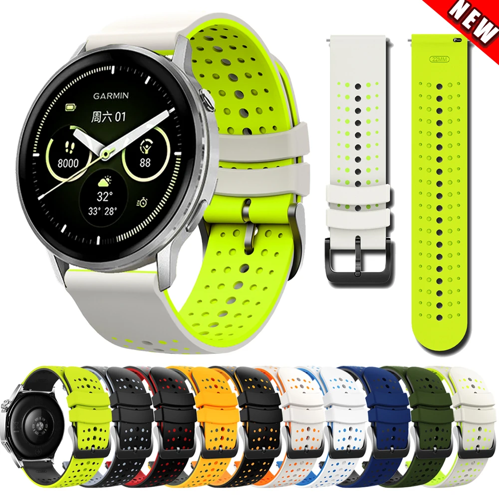 Für Garmin Venu 4 45mm Sport Band 22mm Silikon Armband Für Garmin Forerunner 255 Musik 265 570 47mm Vivoactive 4 Venu 2 3 Correa Image