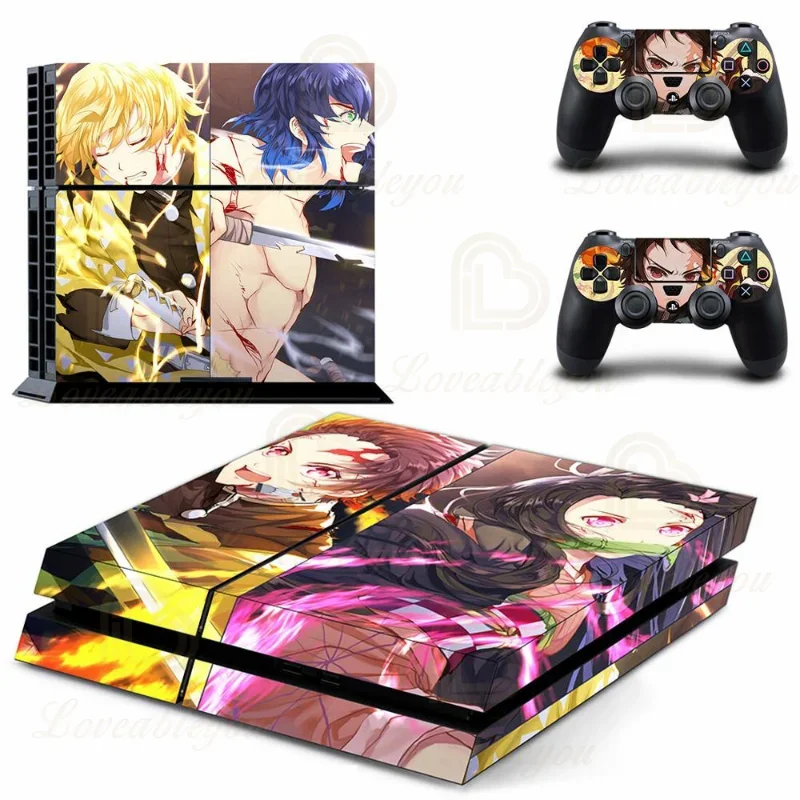 Demon Slayer PS4 Stickers Play Station 4 Skin PS 4 Sticker Decal Cover For PlayStation 4 PS4 Console & Controller Skins Vinyl
