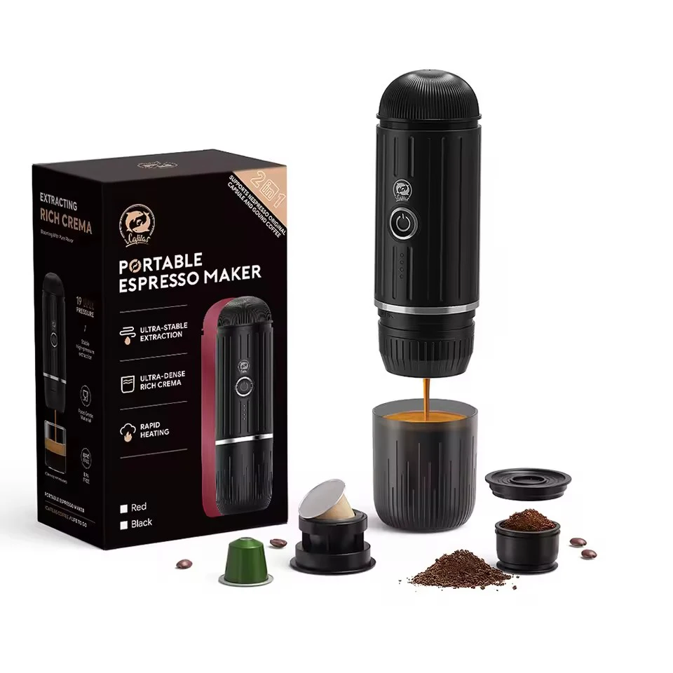 Tragbare Espressomaschine für Auto und Zuhause, automatische italienische Kaffeemaschine, passend für Original Illy Pod Capsule Ground Coffee
