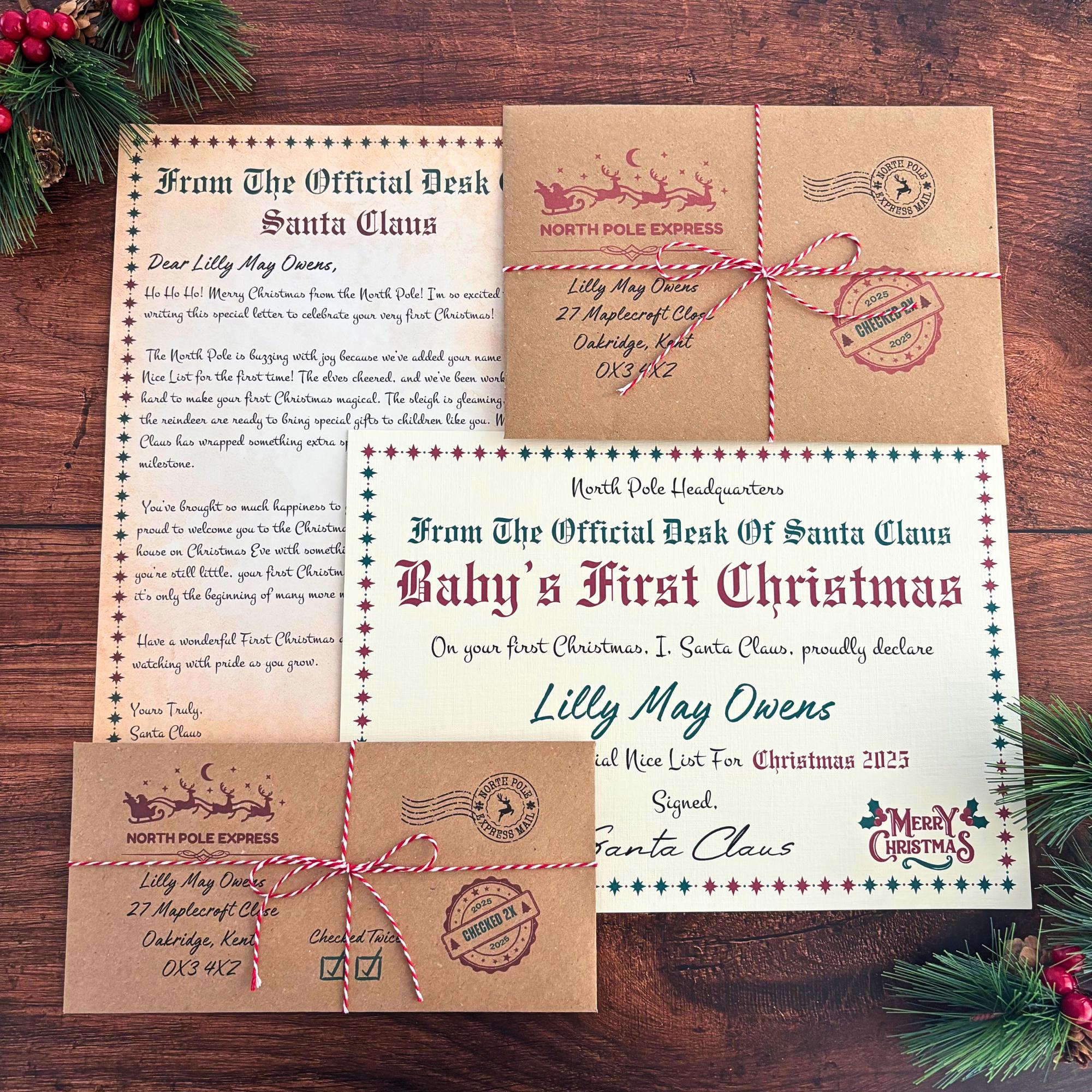 Prima lettera di Natale del bambino - Certificato di buona volontà da Babbo Natale - Lettera con sigillo di cera da Babbo Natale - Lettere da Babbo Na