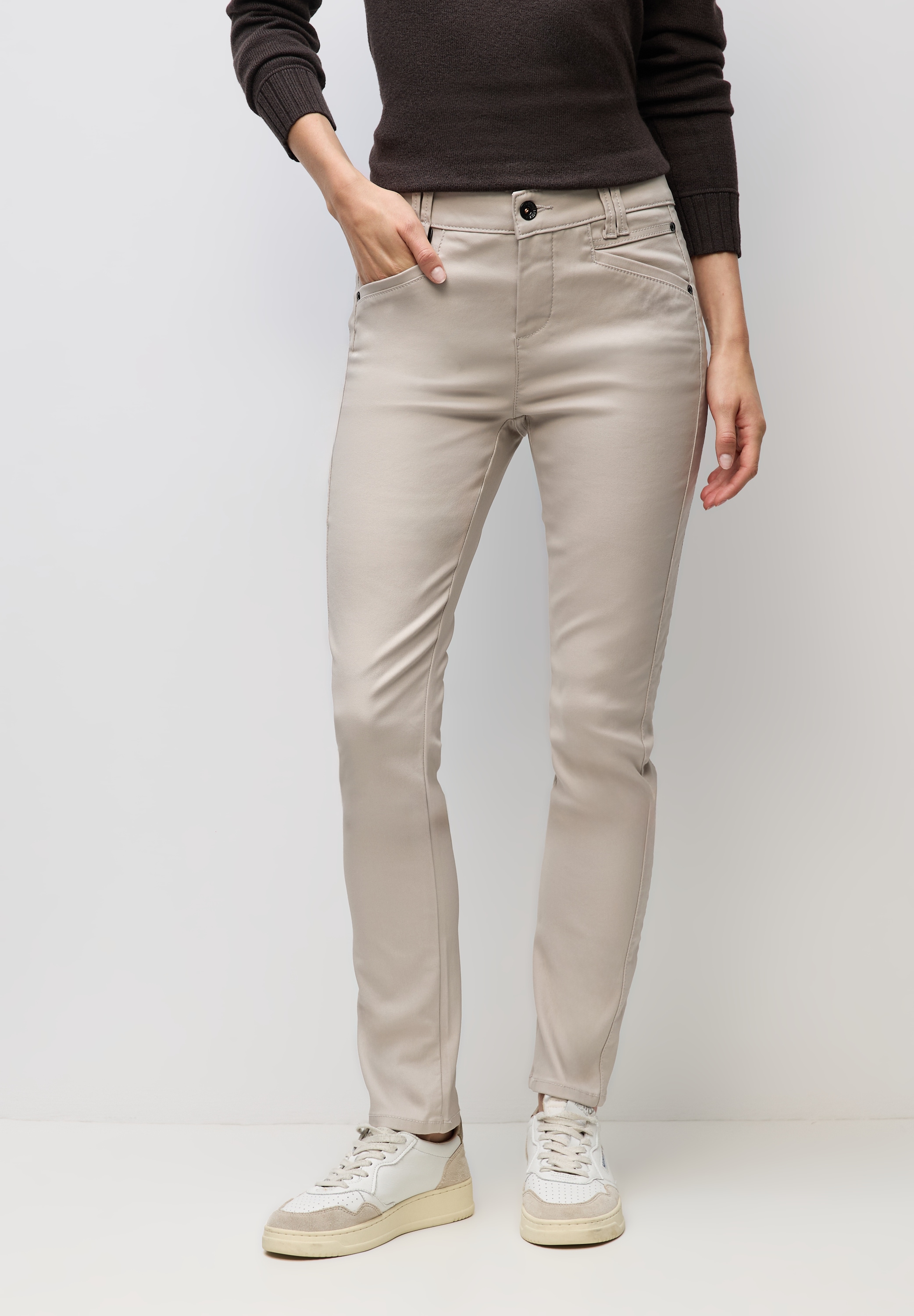 Stoffhose STREET ONE, Damen, Gr. 34, Länge 32, schwarz moonstone sand, Stoff, 79% Viskose, 18% Nylon, 3% Elasthan, unifarben, comfort fit normal, Hosen Image