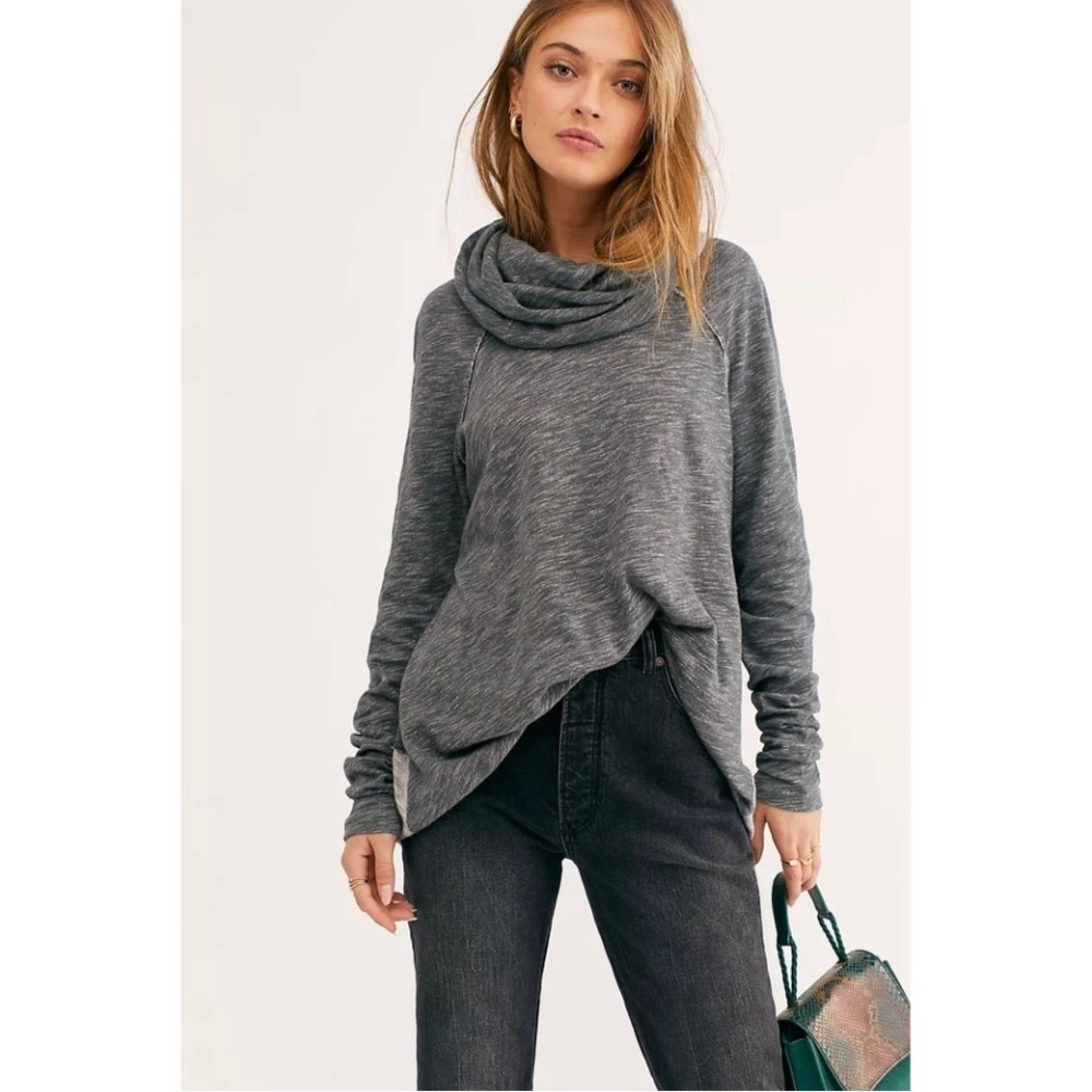 Free People Tops | Fp Beach Grey Cocoon Cowl Neck Pullover One Size | Color: Gray | Size: One Size