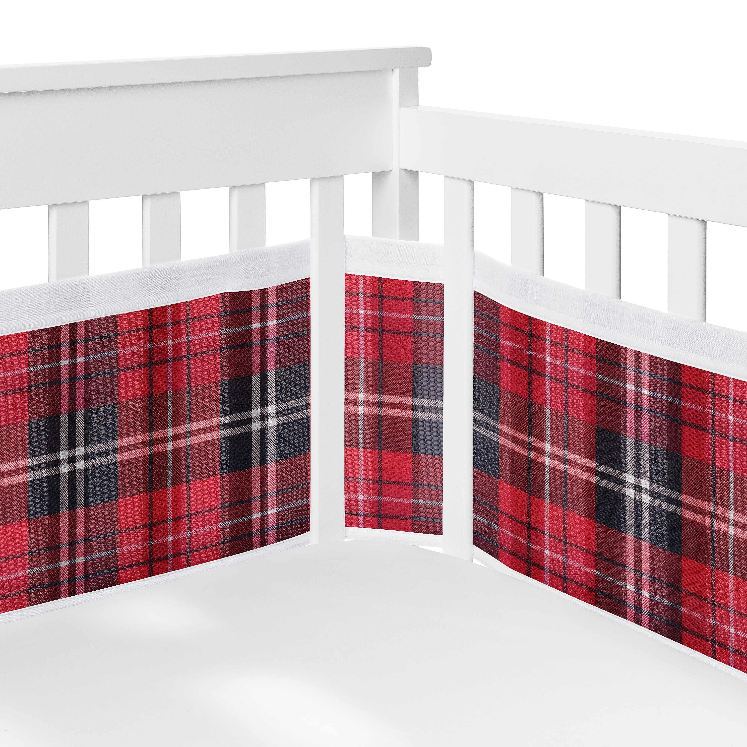 Sweet Jojo Designs + BreathableBaby Breathable Mesh Crib Liner Red Plaid Boy -Tartan for Rustic Patch Collection