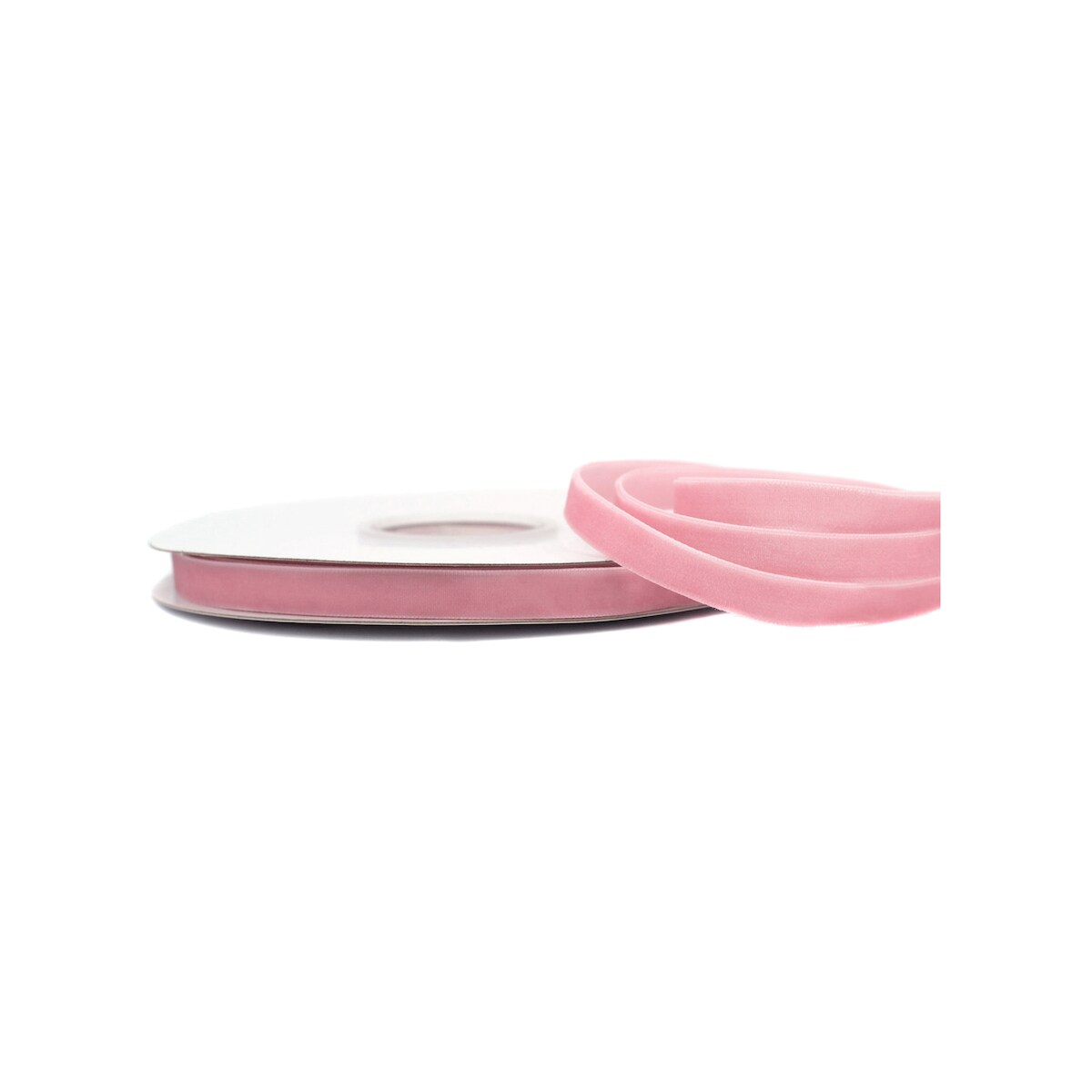 Creativery 10mm Samtband 10m Schmuckband Geschenkband Schleifenband Stoffband Uni Altrosa Image
