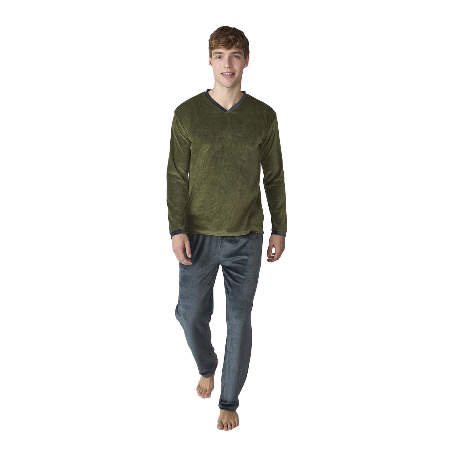 JJBFP801 Langärmliger Samtpyjama für Herren Image
