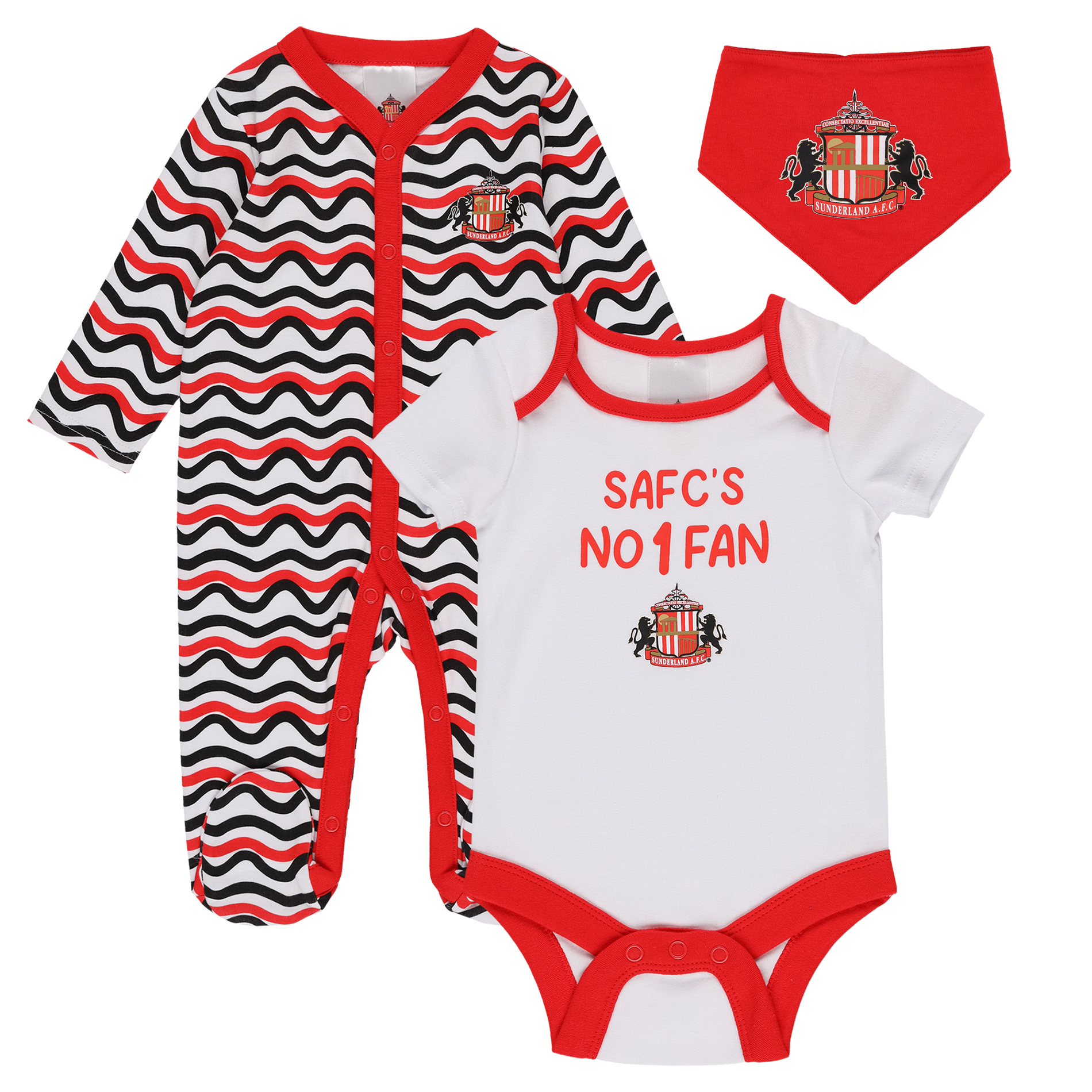 Sunderland 3-teiliges Set – Rot/Weiß/Schwarz – Baby Image