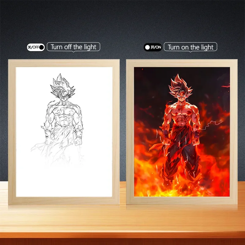 Anime sept Dragons perle lampe peinture cadre photo Vegeta Led veilleuse anniversaire chambre décoration cadeau original cadre photo
