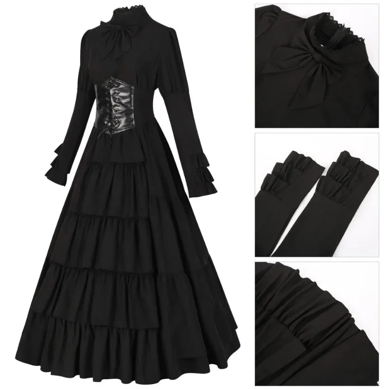Mittelalterliche Gothic-Damenbekleidung, viktorianisches Hofkleid, Renaissance, irisches Ballkleid, Halloween, Cosplay, Kostüm, Performance-Kostüme Image
