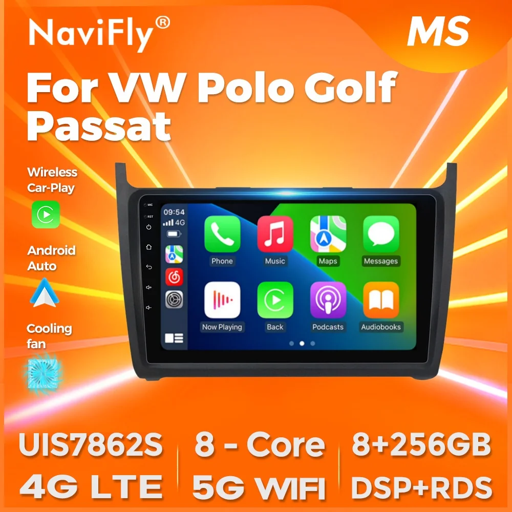 Navifly Drahtlose CarPlay Android Auto Radio Für VW Volkswagen POLO 5 limousine 2008-2020 5G WIFI Auto Multimedia 2DIN Stereo Empfänger Image