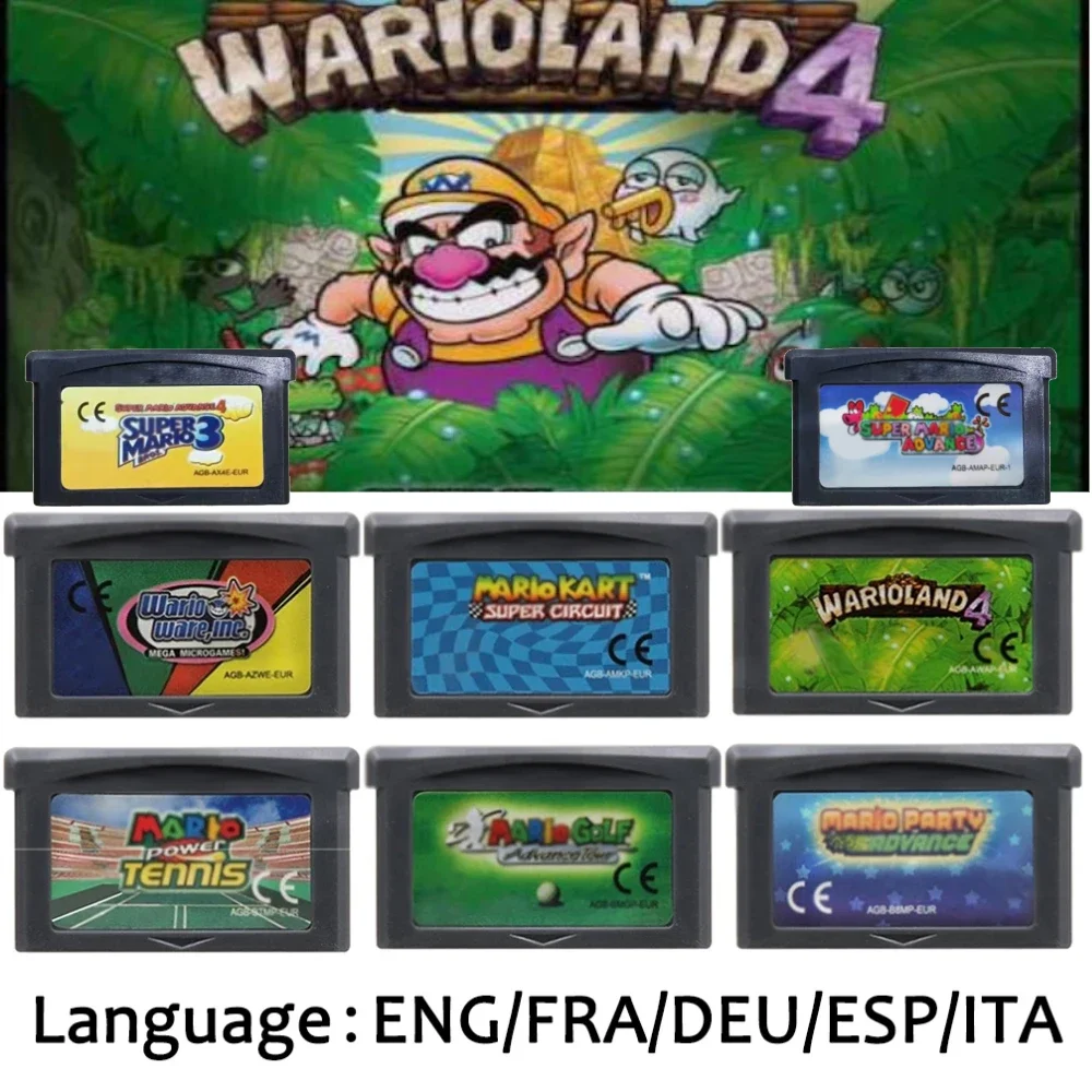 Cartouche de jeu GBA Version européenne, Console de jeu vidéo 32 bits, série de cartes Super Wario Land4
