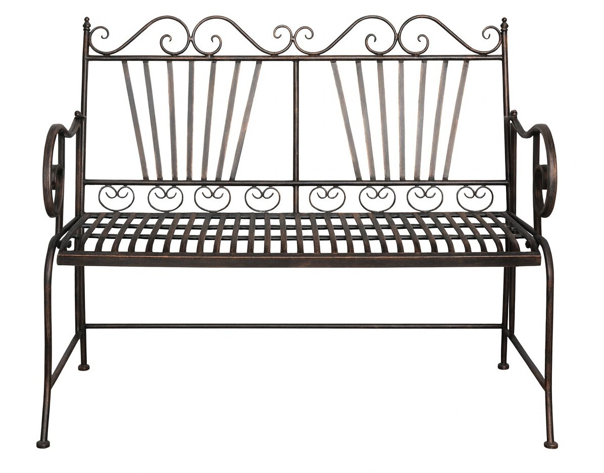 BISCOTTINI INTERNATIONAL ART TRADING Biscottini Garten-Balkonbank - Eisenbank für den Außenbereich 133x58x94 cm - Gartensofa für den Außenbereich - Metallbank - Metallsofa Image