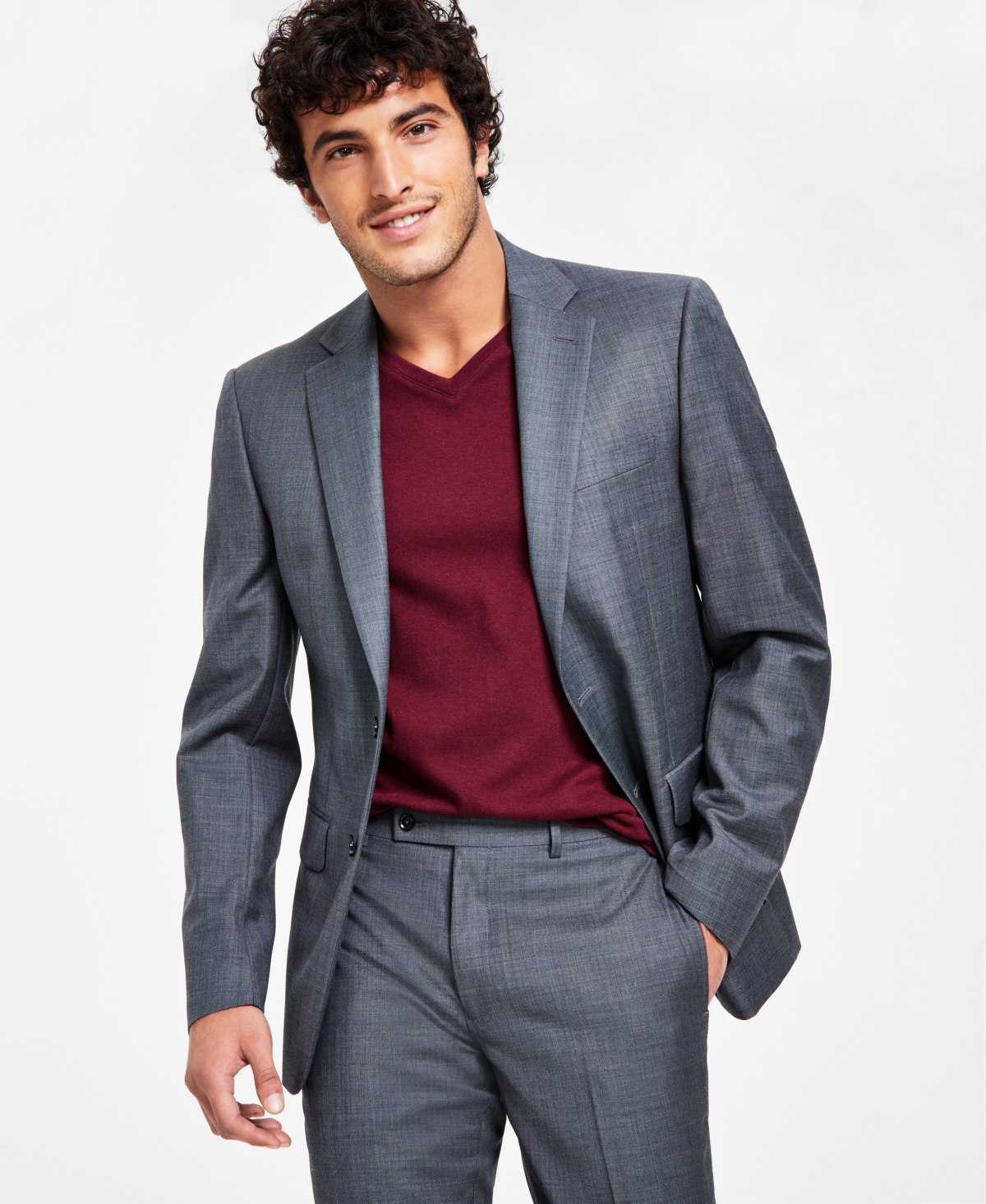 Calvin Klein Men's X-Fit Slim-Fit Stretch Suit Jackets - Gray Sharkskin
