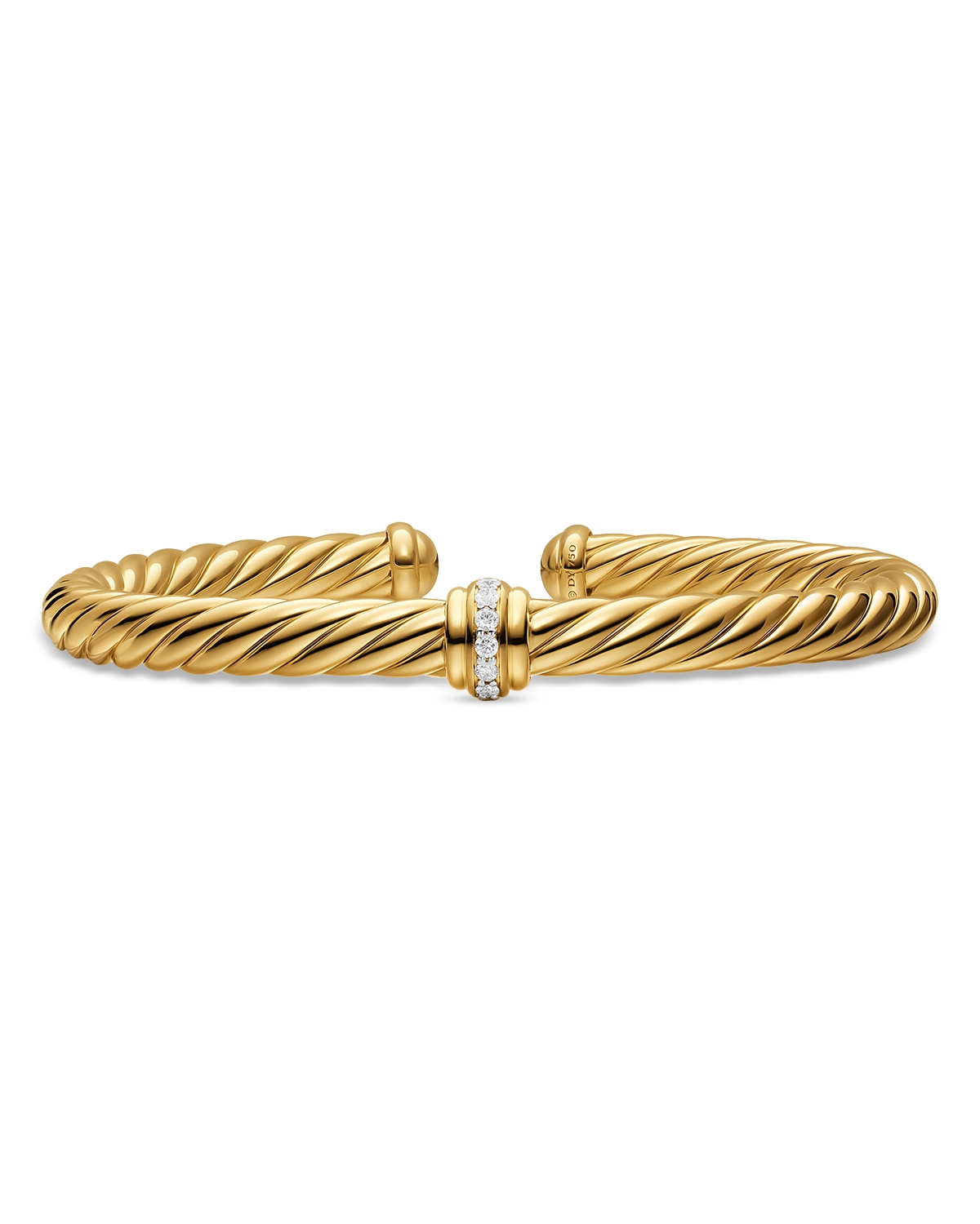 David Yurman Cablespira Flex Center Station Bracelet in 18K Yellow Gold with Diamonds, 6mm - Gold