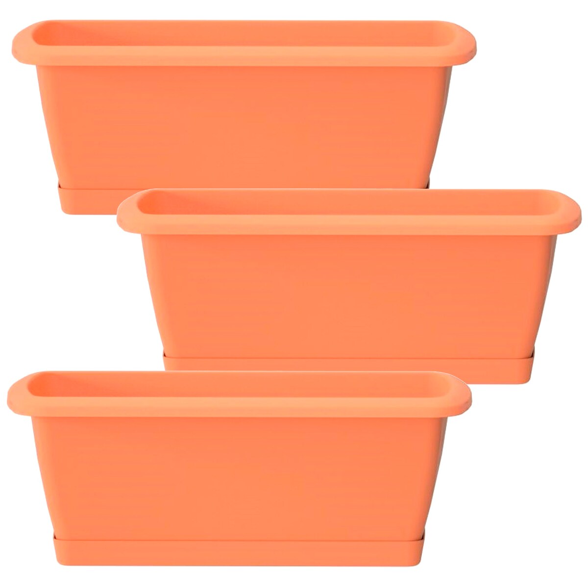 WellHome - 3er-Set Respana-Pflanzgefäße mit Kunststoffständer in Terrakottafarbe 49x18,4x14,5cm Image