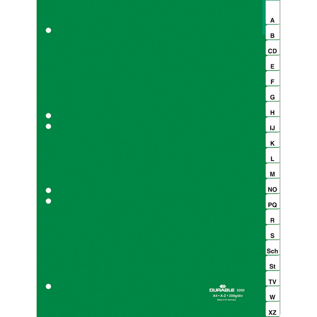 Durable Ordnerregister A4 A-Z 20tlg gn umschweißte Taben Image