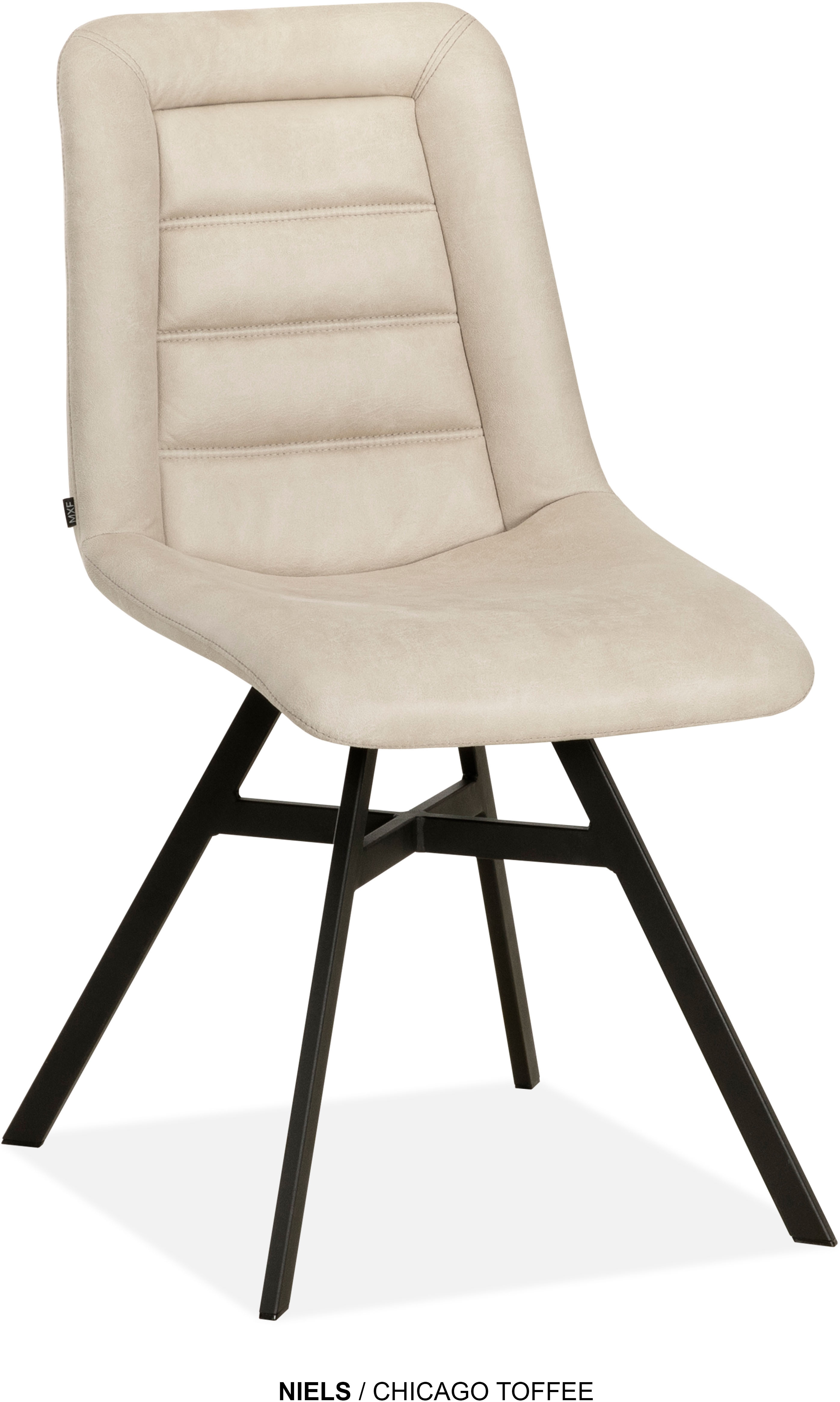 Esszimmerstuhl OMG DESIGN "Niels", toffee, schwarz, B:47cm H:88,5cm T:62,5cm, Polyester, Stühle, Esszimmerstuhl, Esszimmerstuhl, pflegeleichter Bezug