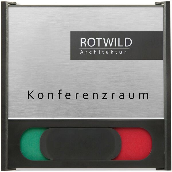 SignSystems Türschild »BOX« mit Frei/Besetzt-Schieber 15,4 x 15,4 cm weiß, 15.4x15.4 cm Image