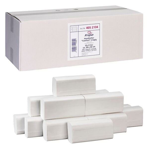 FRIPA Papierhandtücher »Comfort« 2-lagig weiß 32 x 24 cm 1.860 Tücher weiß, 24 cm Image