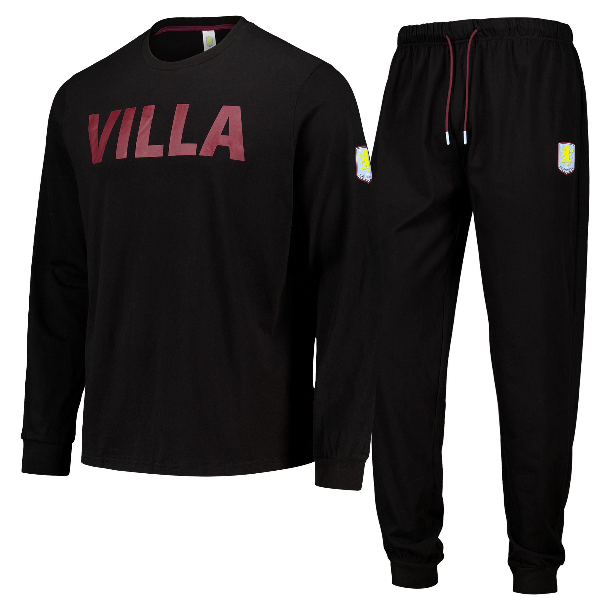 Aston Villa Langer Pyjama – Schwarz – Herren Image