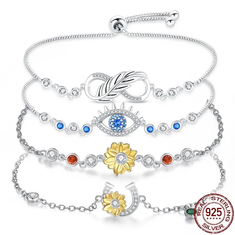 Bracelet en fer à cheval doré tournesol K pour femme, argent regardé 925, déconnexion chaude, plume porte-bonheur, cadeau original