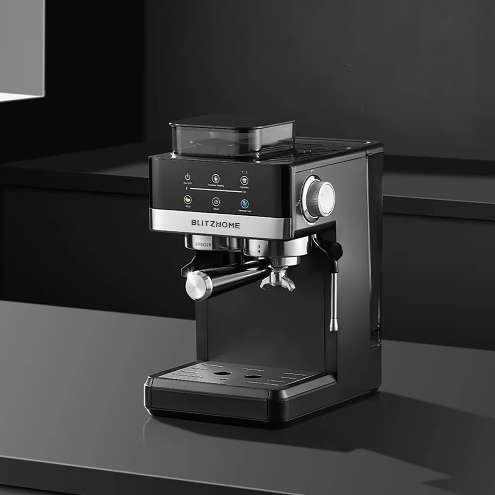 BlitzHome CM5520 1,8 l halbautomatische Espressomaschine, 20 Bar, 1350 W, integrierte Mühle, großer Touchscreen, Vorheizen, Fortschritt