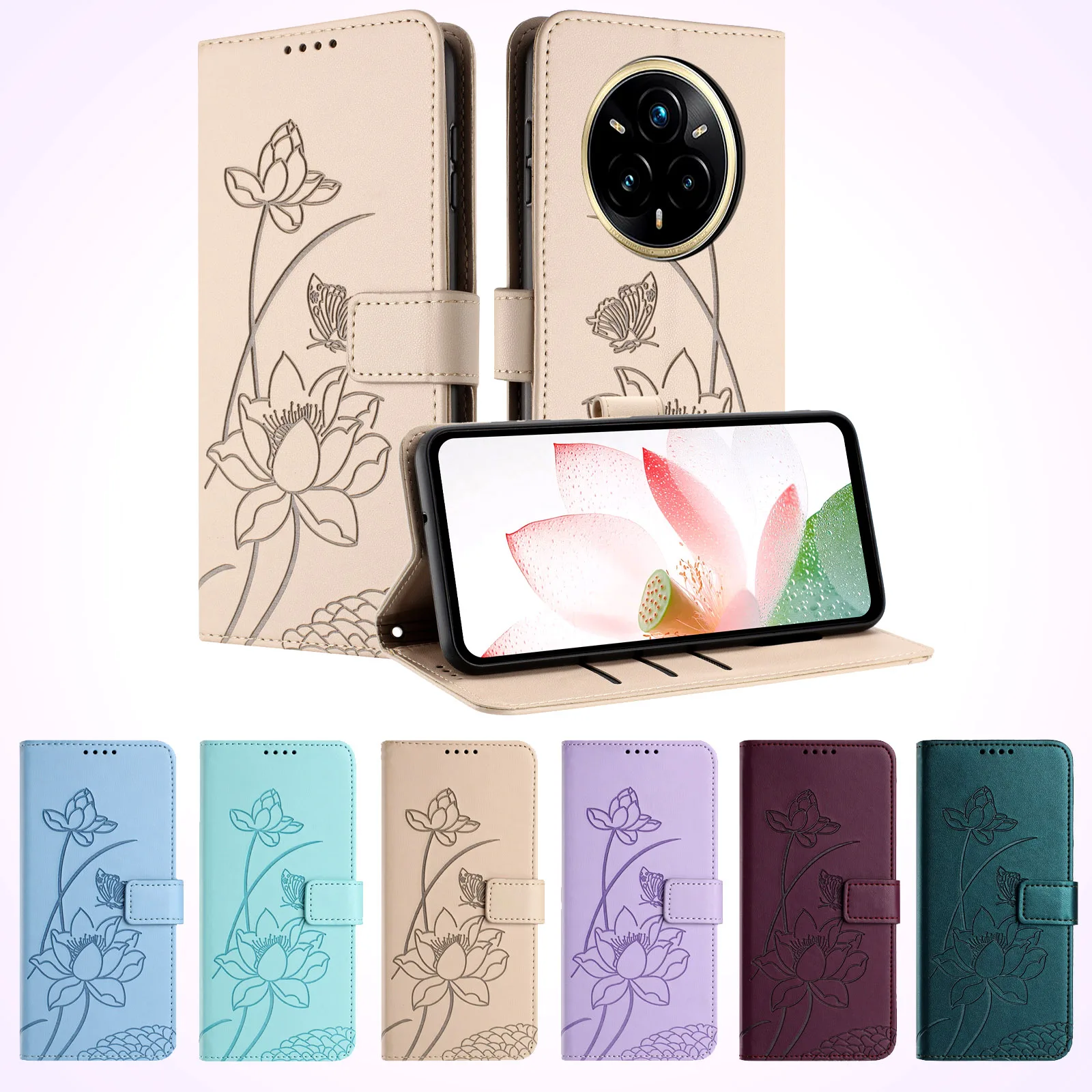 Fiore Custodia a portafoglio in pelle per telefono Supporto per libro per Realme 15 14 13 12 Pro Plus P3 5G C75 C71 C67 C65 C63 C61 C55 C53 C51 Flip Cover