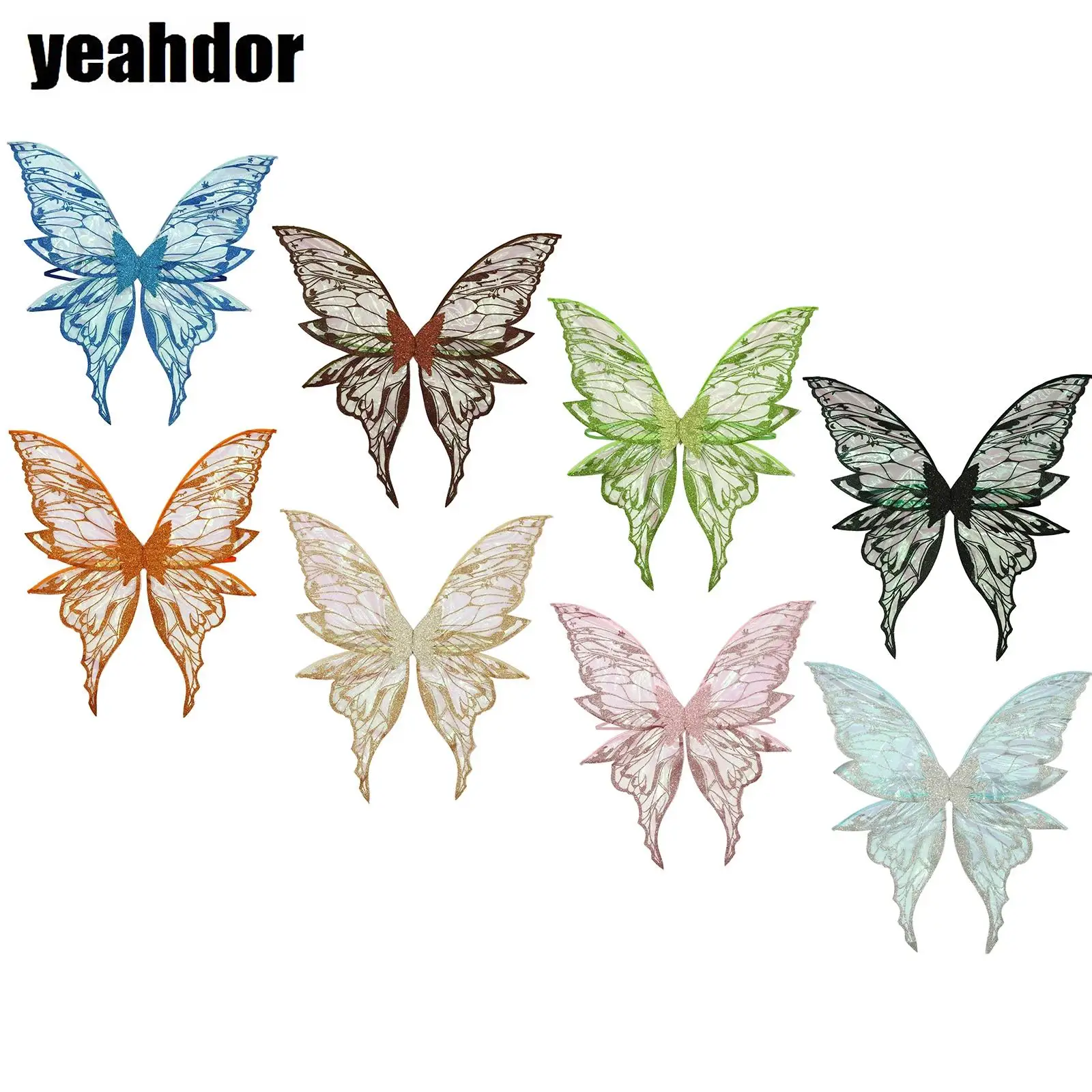 Schmetterlings-Feenflügel, Kostümzubehör, Damen und Mädchen, glitzernde Prinzessin, Engelsflügel für Halloween, Party, Cosplay, Fotografie-Requisiten Image