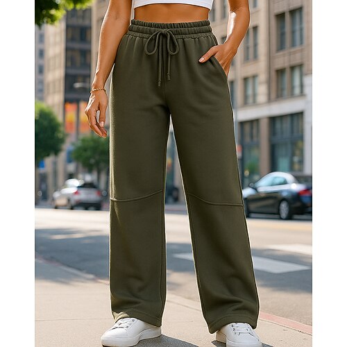 Damen Hose mit weitem Bein Sport-Jogginghose Trainingshose Tasche Hohe Taille Unterteile Fitnessstudio Athleisure Trainieren Frühling Herbst Atmungsaktiv Outdoor Reise Sport Lässiger Schnitt Image