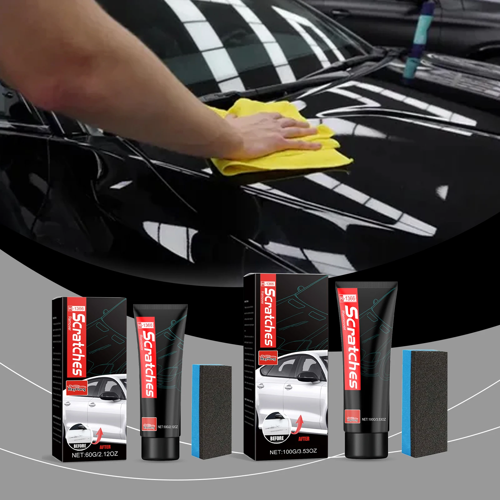 Auto-Kratzer-Reparaturpaste-Set, Tiefenreinigung, Wiederherstellung des Glanzes für die Entfernung von Farbkratzern auf der schützenden Beschichtung des Autokarosserie, Polierpaste Image