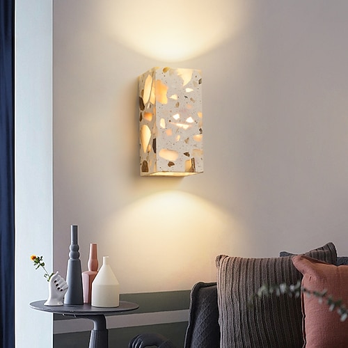 lampada da parete a led semicilindrica in travertino giallo wabi-sabi, luce d'atmosfera a led, scala, cortile, balcone retrò, bagno, travertino giallo 110-240v