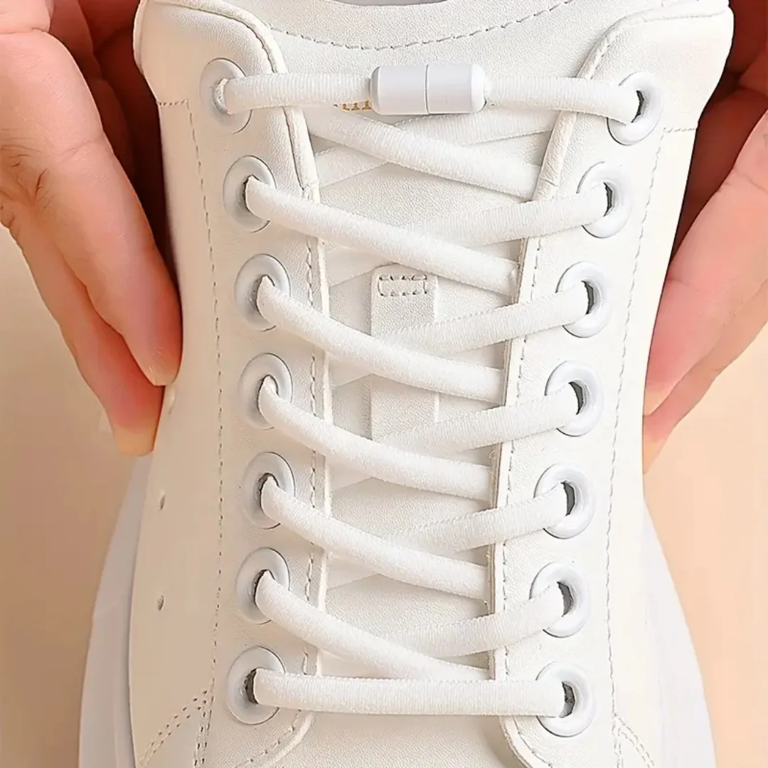 Elastische, nicht bindende Halbkreis-Schnürsenkel mit schneller, fauler Metallverschluss für Kinder und Erwachsene, Sneakers, Schnürsenkel – einfach zu verwendende Schnürsenkel Image