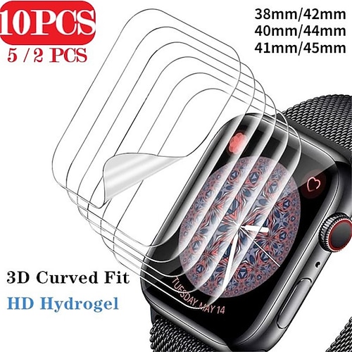 [2 Pack] 10er Pack [5er Pack] Beobachten Displayschutzfolie Kompatibel mit Apple Watch Ultra 49mm Series 8 7 41mm 45mm Series 6 5 4 SE 40mm 44mm Series 3 2 1 38mm 42mm Maximale Abdeckung Image