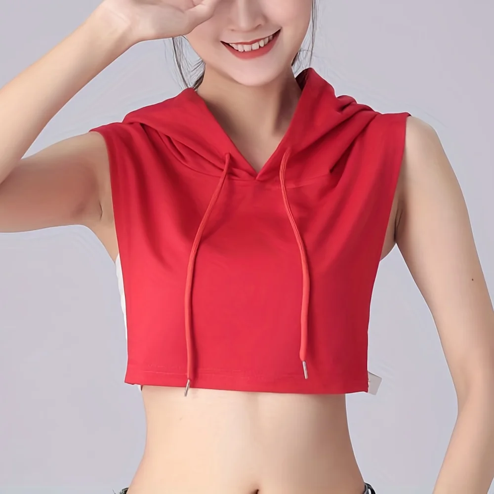 Chemise courte à capuche sans manches, multicolore en option, sweat-shirt à faux col, élégant, multifonction, automne