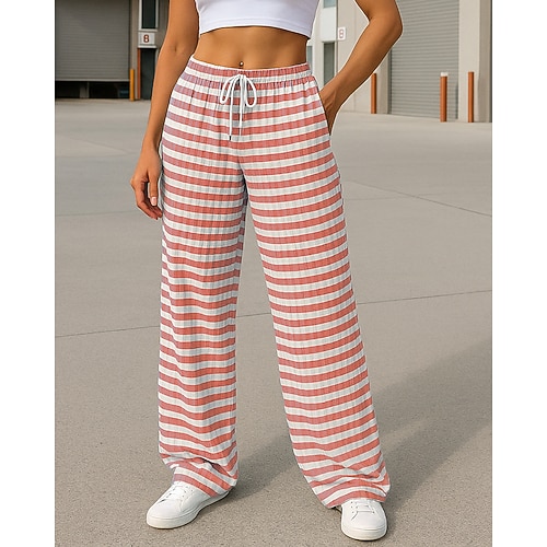 Damen Hose mit weitem Bein Lounge-Jogginghose Tasche Hohe Taille Unterteile Fitnessstudio Athleisure Trainieren Frühling Herbst Atmungsaktiv Outdoor Reise Sport Lässiger Schnitt Sportbekleidung Image