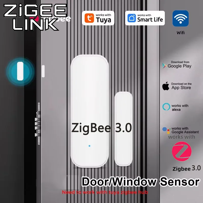 Tuya Zigbee 3.0 WLAN-Türsensor Tuya Smart Life Fenster-Magnetsensor-Detektor Kabelloser Heim-Türsensor Via Alexa Google Home Image