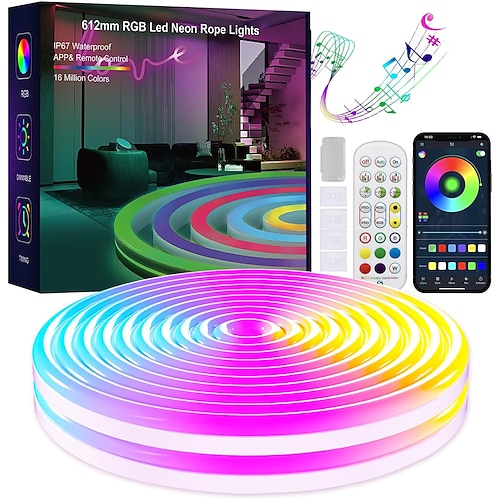 Weihnachts RGB wasserdichter smarter Neon-Seillicht-Set Silikon-LED-Streifenlichter 3M 5M oder 2x5M Bluetooth App-Steuerung dimmbar Musik-Synchronisation mehrfarbig DIY zuschneidbar Image