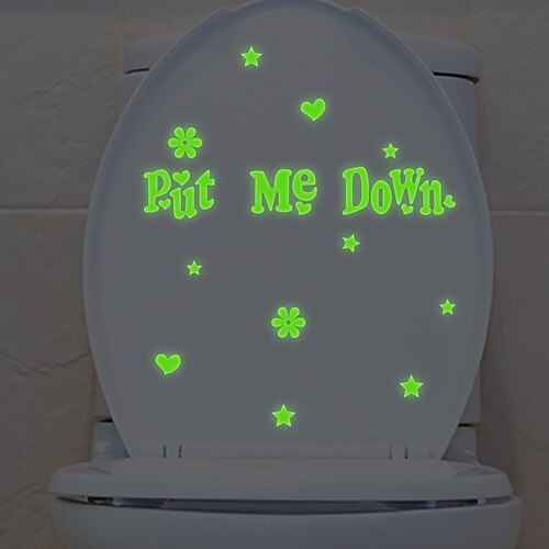 Put Me Down, leuchtender Toilettenaufkleber, lustiger Badezimmer-Wandaufkleber, abnehmbarer, wasserdichter Toilettendeckel-Dekor, leuchtet im Dunkeln, Heimdekoration Image