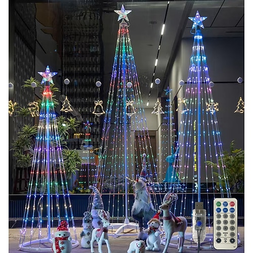 Weihnachts-LED-Baumlicht vierfarbige Warmlicht mit unbegrenztem Dimmen USB-betrieben Fernbedienung 1,2/1,5/1,8/2,1/2,4 m für Wohnzimmer Wohnung Weihnachtsatmosphärendekoration Image