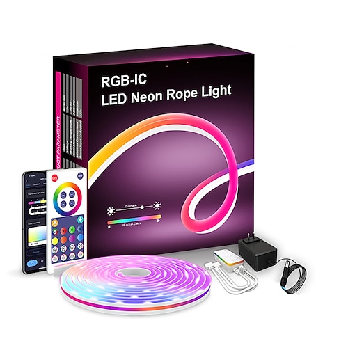 Weihnachts 5m Neon-Streifenlichter intelligente Seillichter Tuya Wifi Bluetooth Bluetooth Musik-App Fernbedienung Plug-Stromversorgung Pferderenn-Neon-Streifenlichter Wohnzimmer Schlafzimmer Image