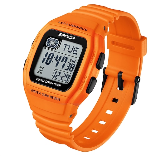 SANDA Geschenk für Frauen Männer Digitaluhr Großer Zifferblatt Outdoor Sport Freizeit Leuchtender Kalender Datum Wasserdicht Silikon Uhr Image
