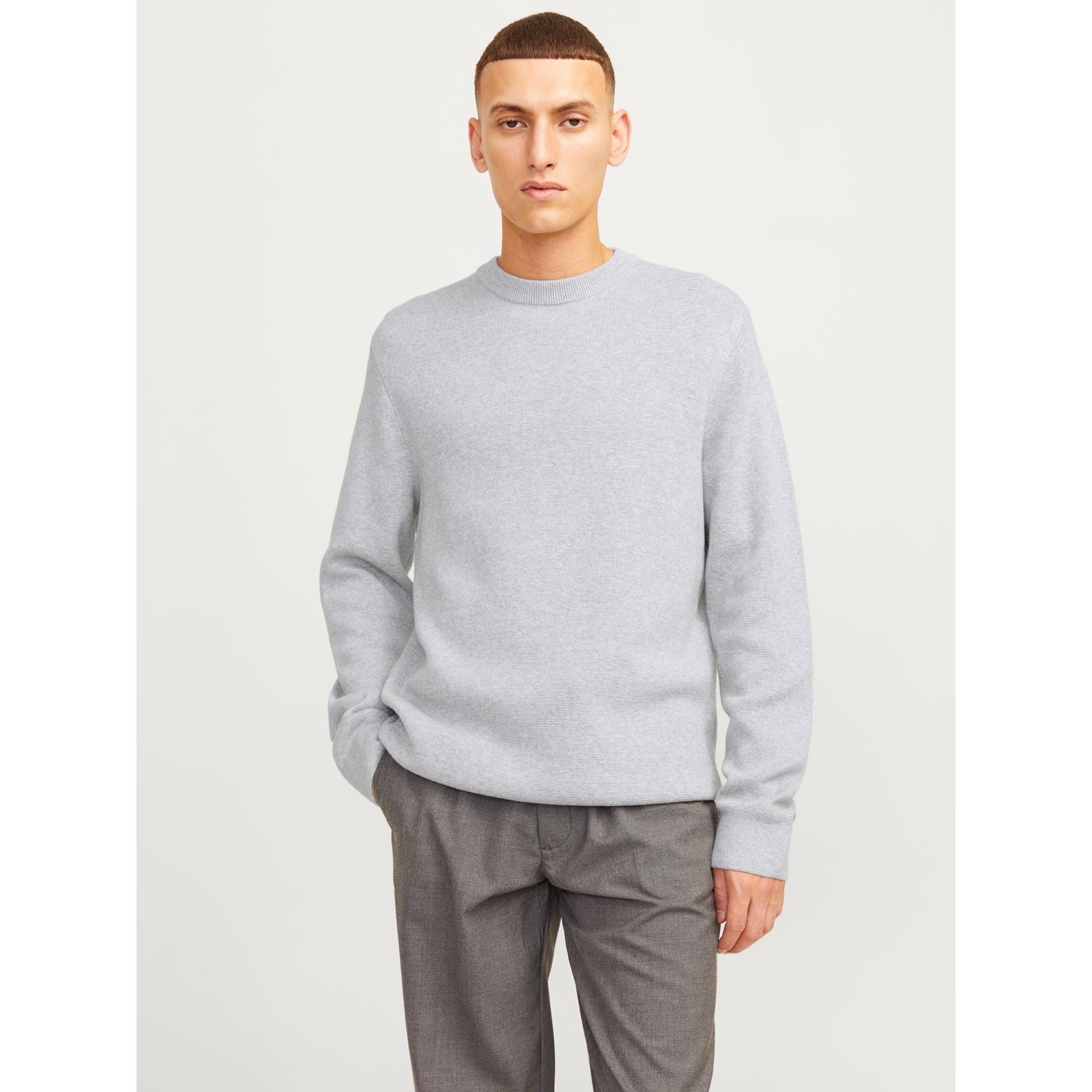 Jack & Jones Milano Stitch Baumwoll Herren Sweatshirt in Grau