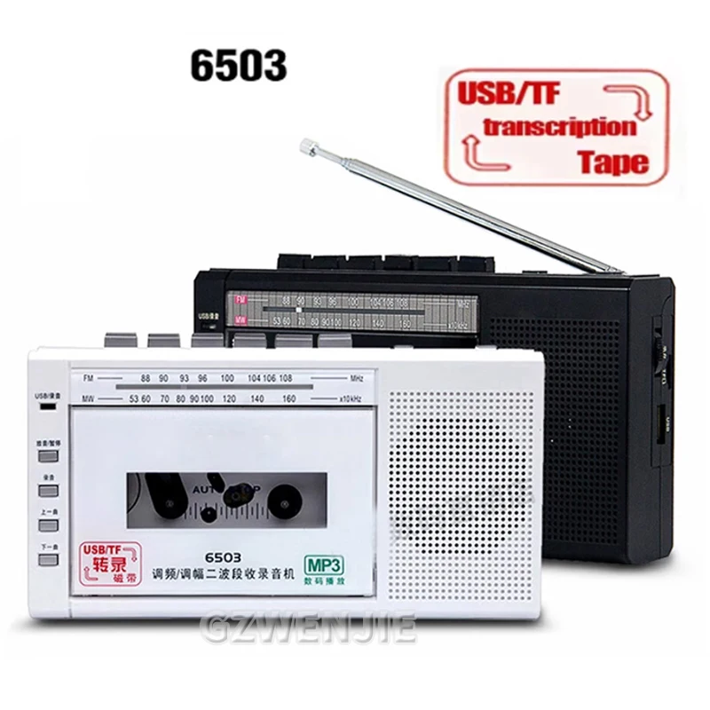 6503 Multifunktion radio USB/TF Transcribe Recorder Tape Mikrofon trans kri bieren auf USB/TF-Karte Musik-Player FM/MW Radio