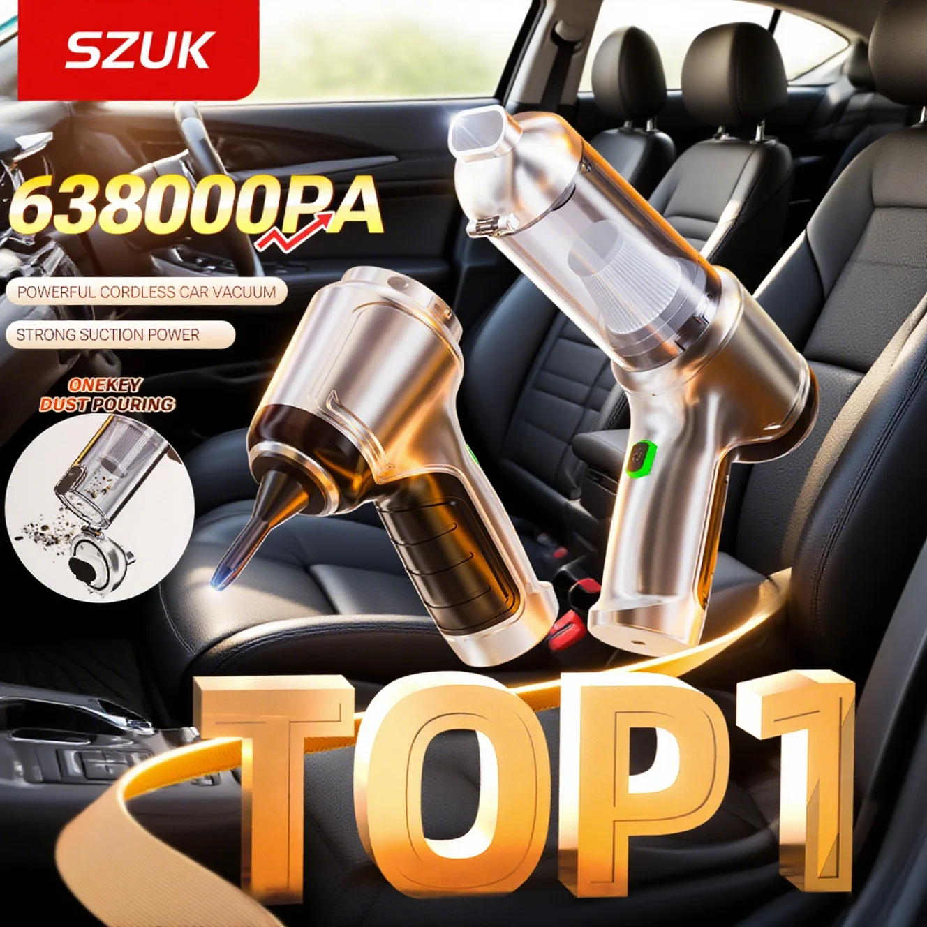 SZUK nouvel aspirateur de voiture 638000Pa aspirateur sans fil aspiration puissante Mini aspirateur Portable pour voiture aspirateur pour voiture aspirateur voiture puissant sans fil mini aspirateur
