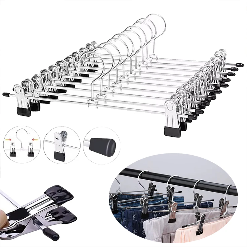 5 ~ 20 Stück Metall-Hosenständer, winddicht, Mehrzweck-Rockständer zum Trocknen von Kleidung, Hosen, Kleiderschrank-Clip, rutschfest, Schwarz, TMZ